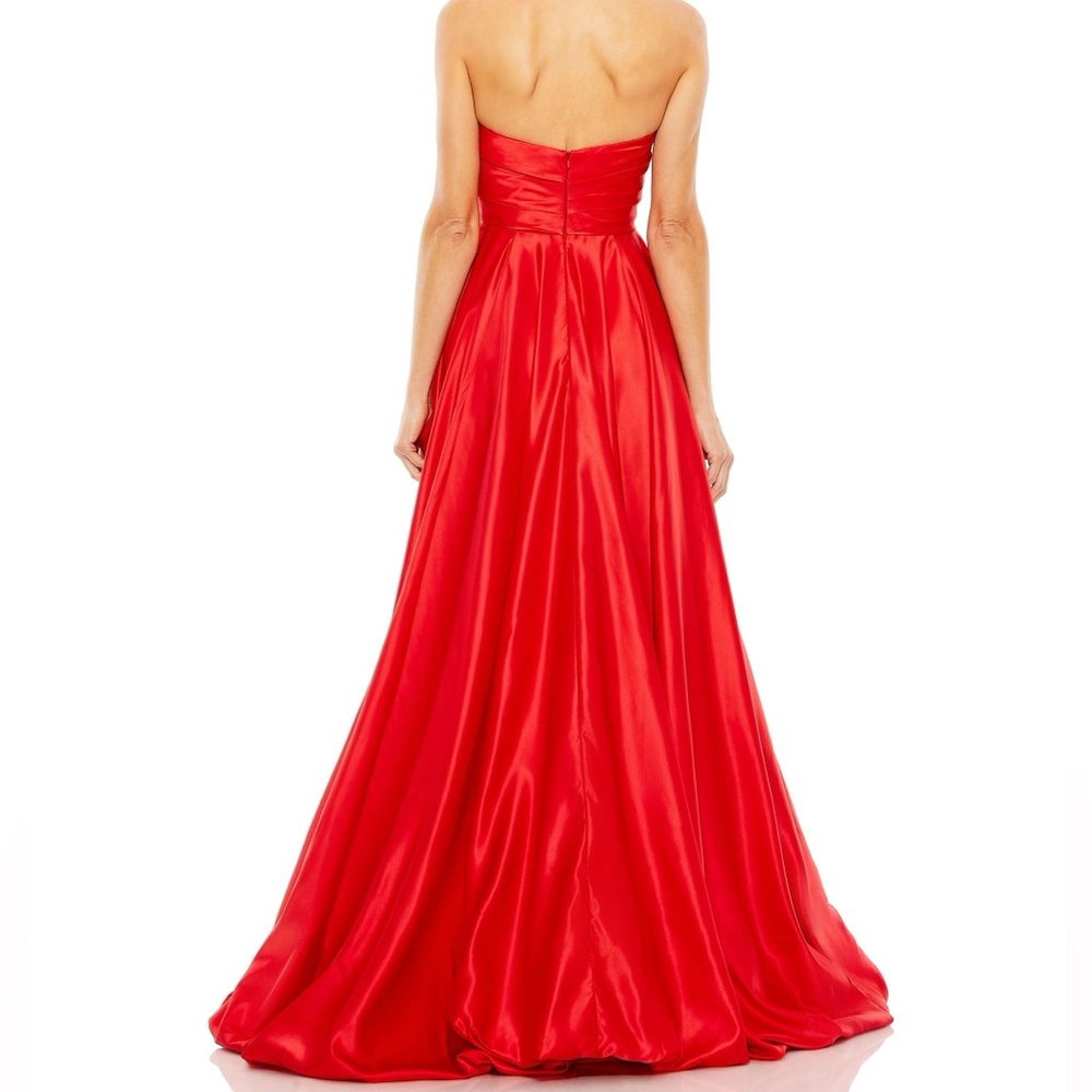 Strapless Ruched Gown, Red satin - Picture 6 of 6